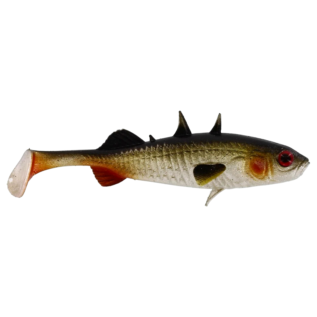 Westin Stickleback Shadtail Jigi 9cm Lively Roach sivulta, pää oikealla
