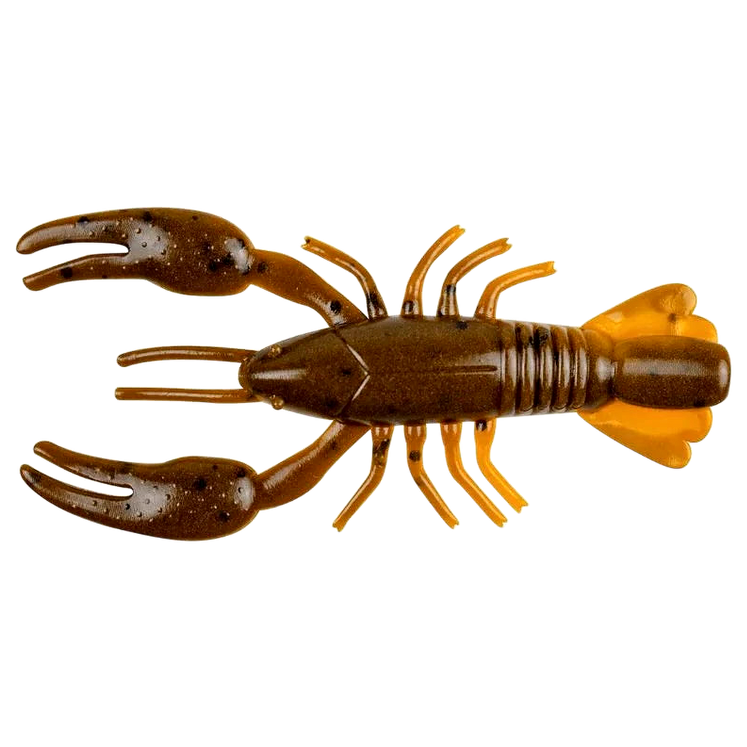 YUM Ned Craw Jigi 60mm Brown Orange ylhäältä, pää vasemmalla