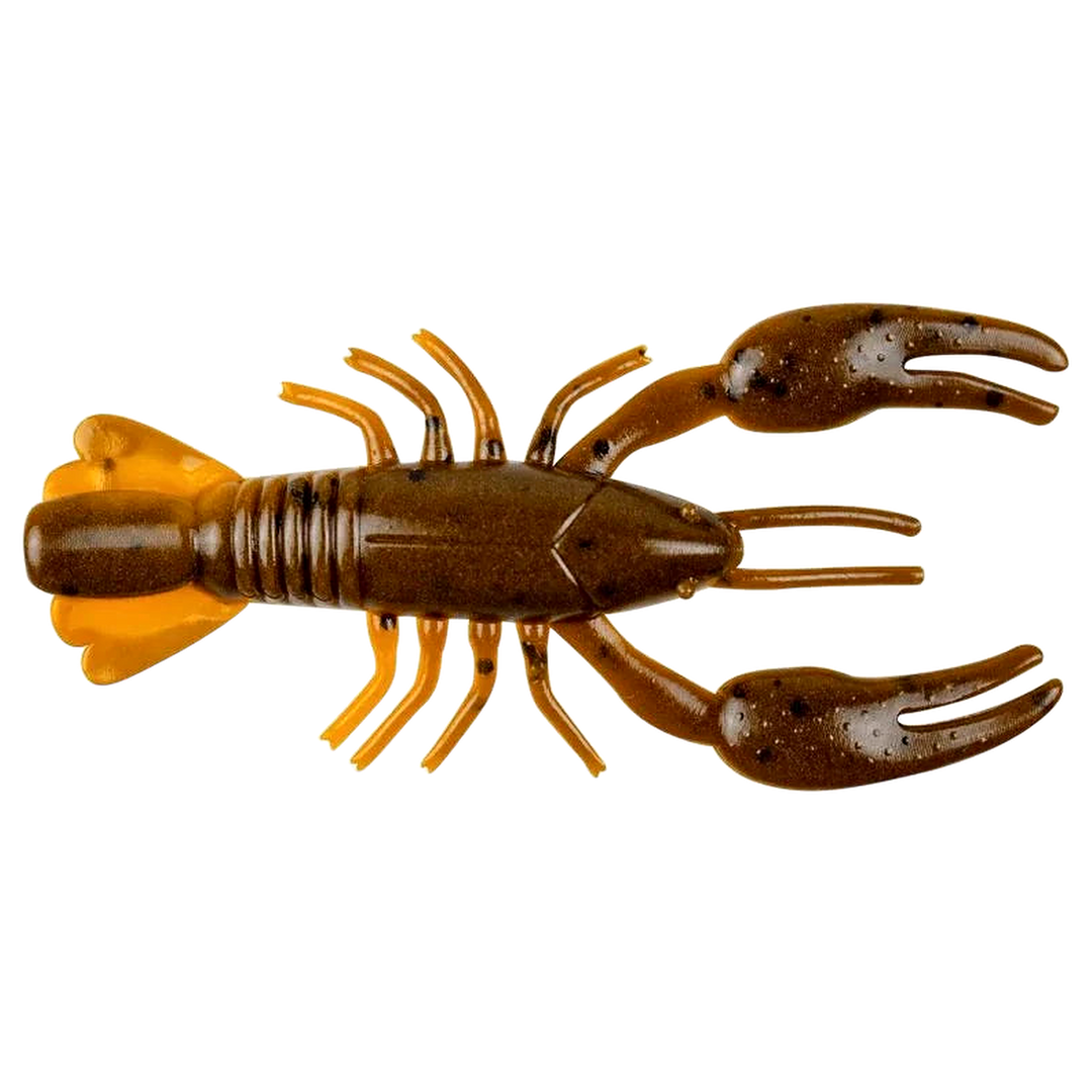 YUM Ned Craw Jigi 60mm Brown Orange ylhäältä, pää oikealla