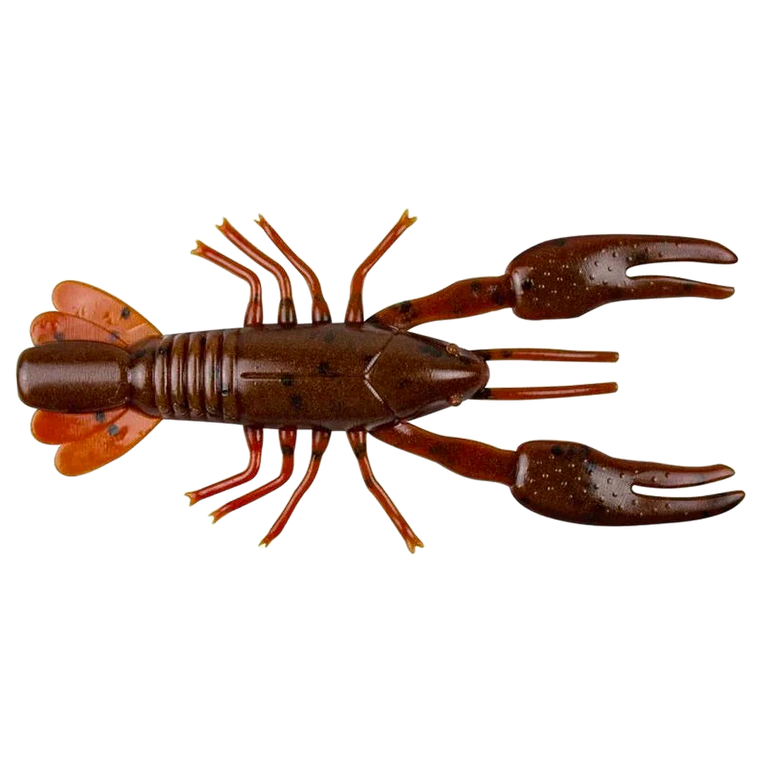 YUM Ned Craw Jigi 60mm Dark Brown/Red Brown ylhäältä, pää oikealla