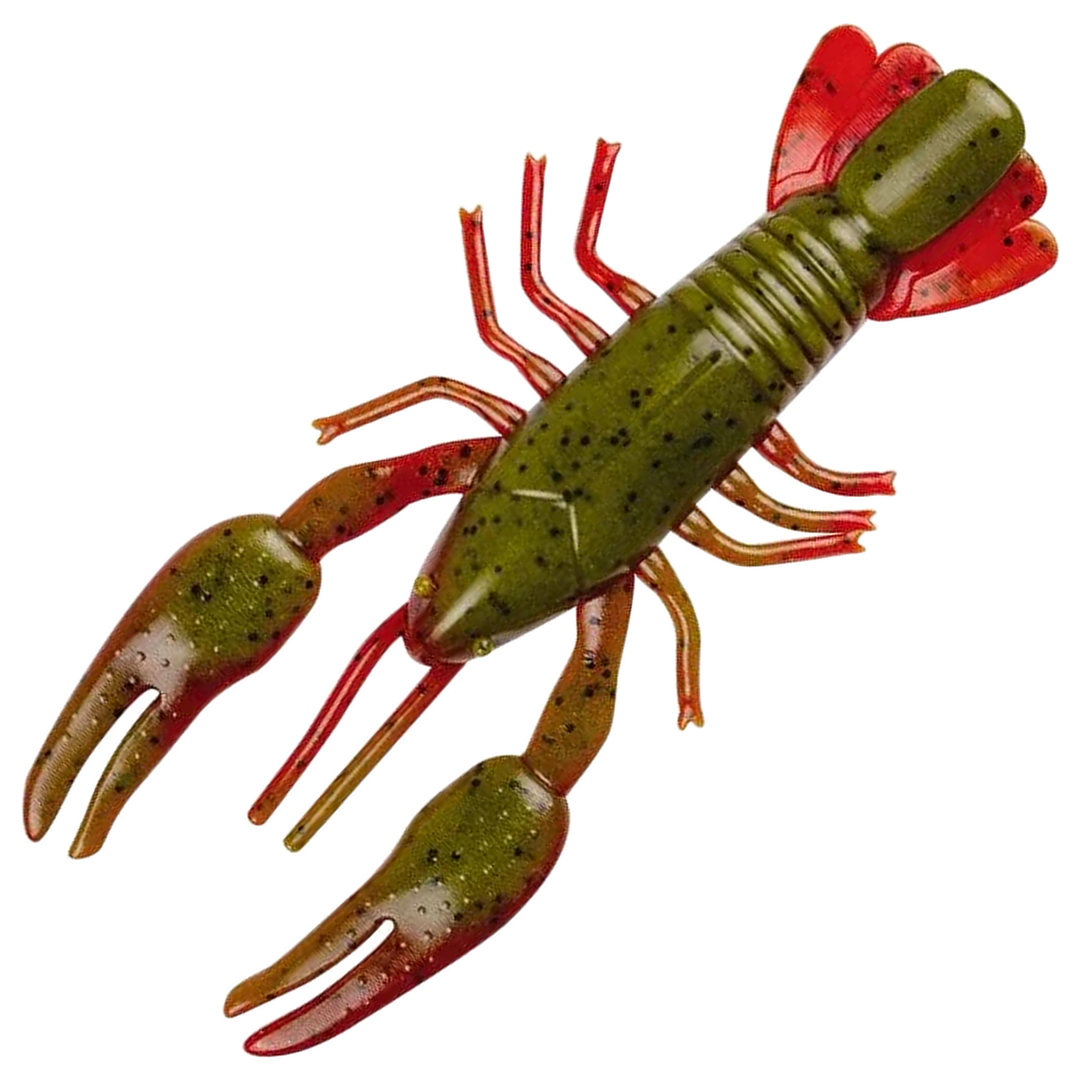 YUM Ned Craw Jigi 60mm, väri Green Pumpkin/Red: oliivinvihreä runko, ruskeat sakset ja punaiset kärjet