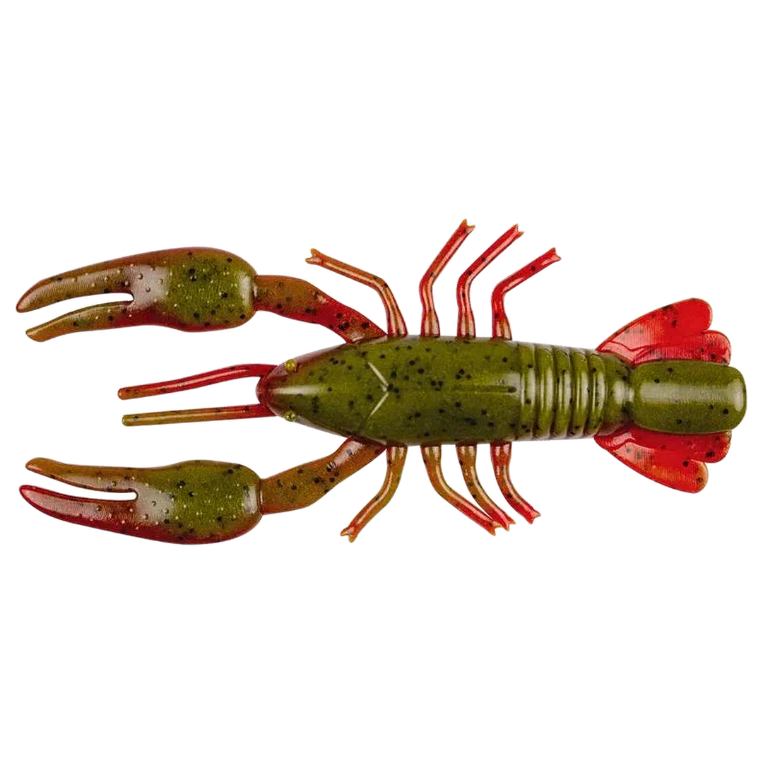 YUM Ned Craw Jigi 60mm Green Pumpkin/Red ylhäältä, pää vasemmalla