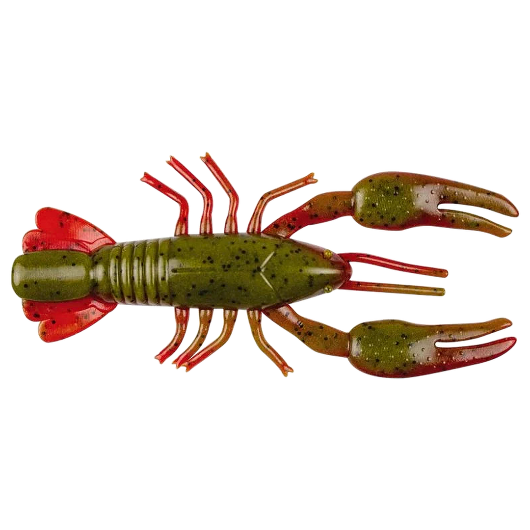 YUM Ned Craw Jigi 60mm Green Pumpkin/Red ylhäältä, pää oikealla