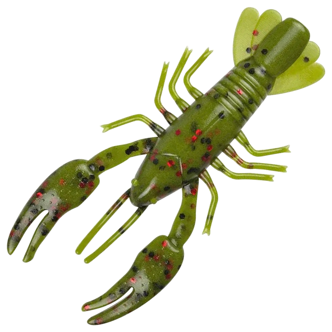 YUM Ned Craw Jigi 60mm, väri Soft Watermelon/Red Flake: vihreä runko ja punaiset hileet