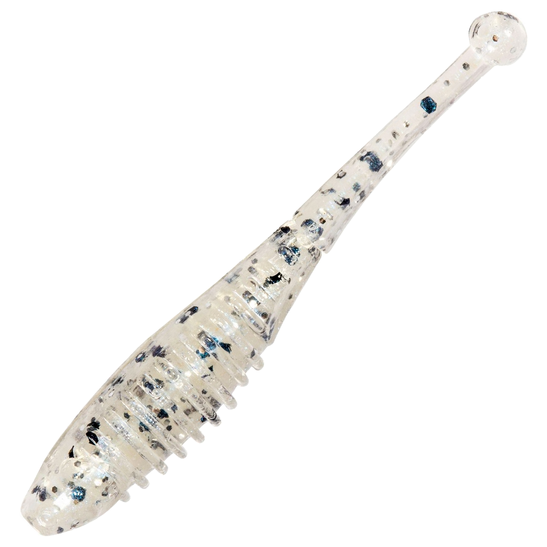 Z-Man Baby Ballerz Jigi 2", väri Blue Glimmer Sparkle: läpikuultava runko, mustat ja siniset pilkut
