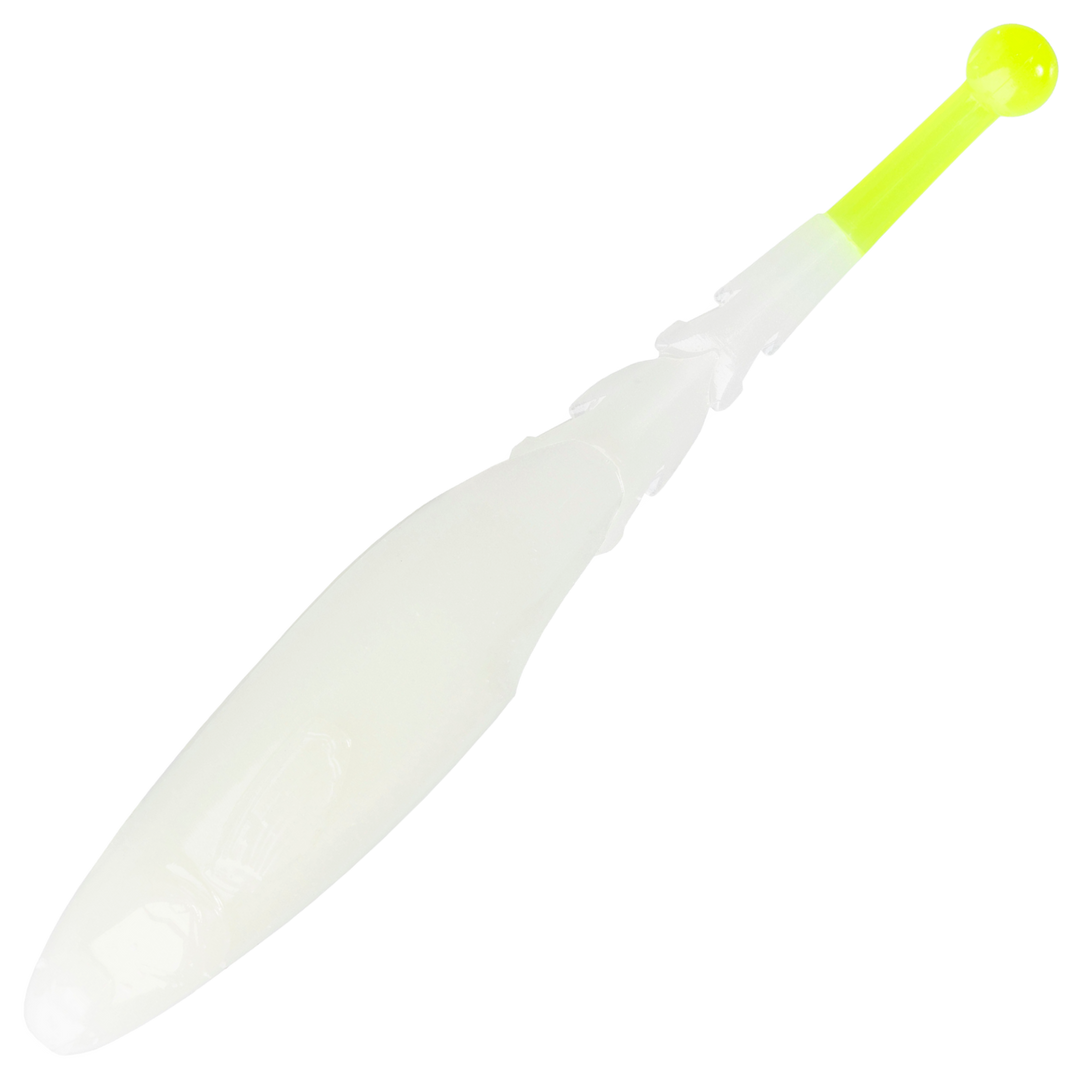 Z-Man Big BallerZ Jigi 4", väri Glow/Chartreuse Tail: hohtava valkoinen runko ja kellanvihreä pyrstö