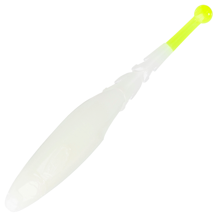 Z-Man Big BallerZ Jigi 4", väri Glow/Chartreuse Tail: hohtava valkoinen runko ja kellanvihreä pyrstö