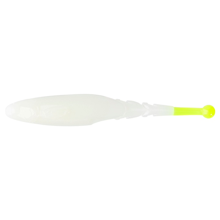Z-Man Big BallerZ Jigi 5" Glow/Chartreuse Tail sivulta, pää vasemmalla