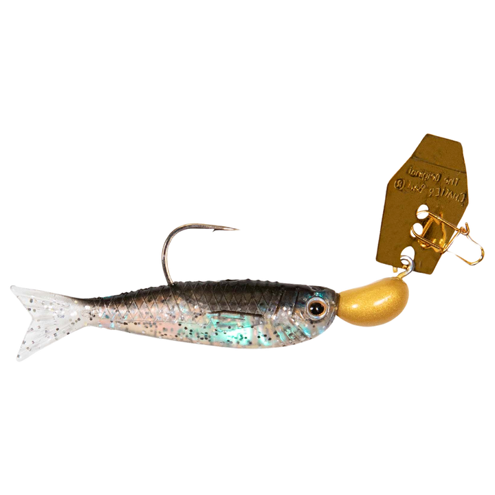 Z-MAN ChatterBait Flashback Mini 3.54g Gold / Black sivulta, pää oikealla