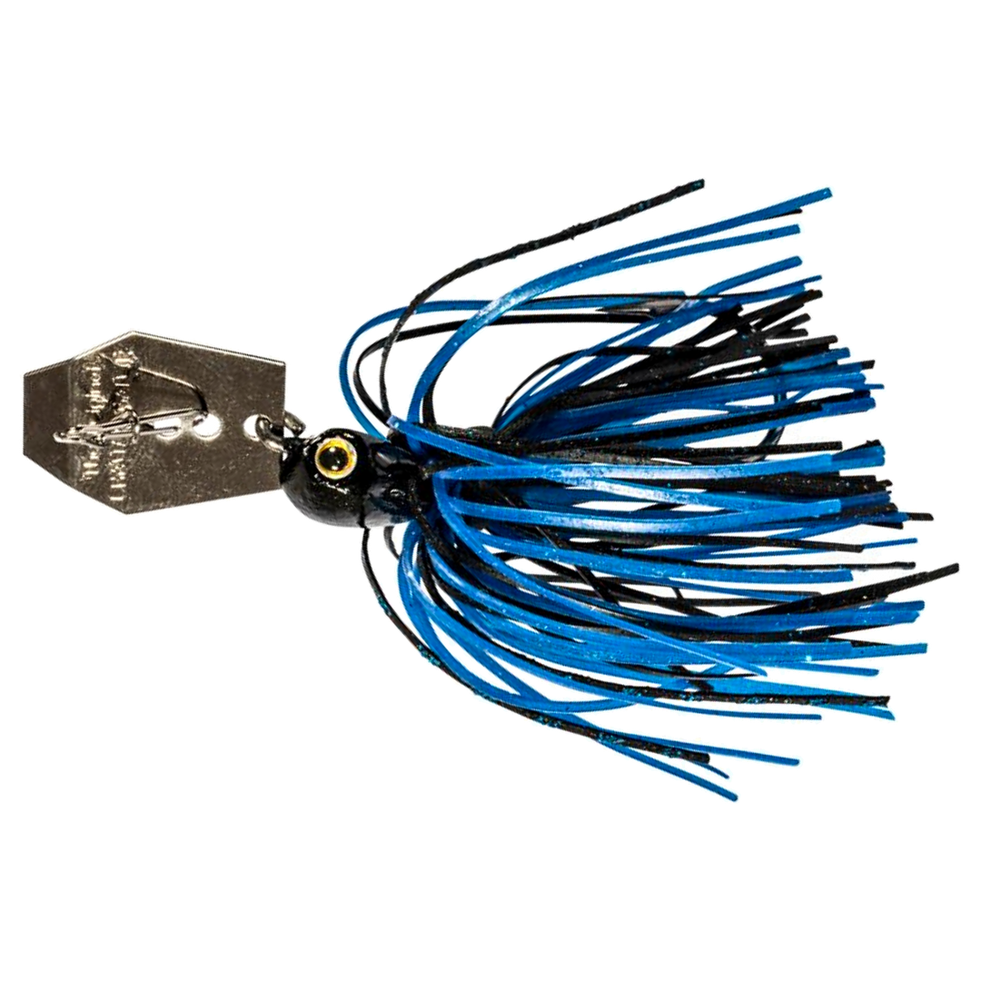 Z-Man Chatterbait Micro 3.54g Blue/Black sivulta, pää vasemmalla