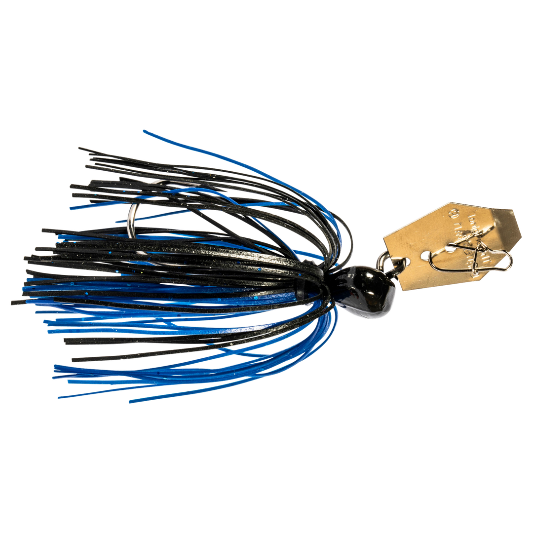 Z-Man Chatterbait Mini 7g Black / Blue sivulta, pää oikealla