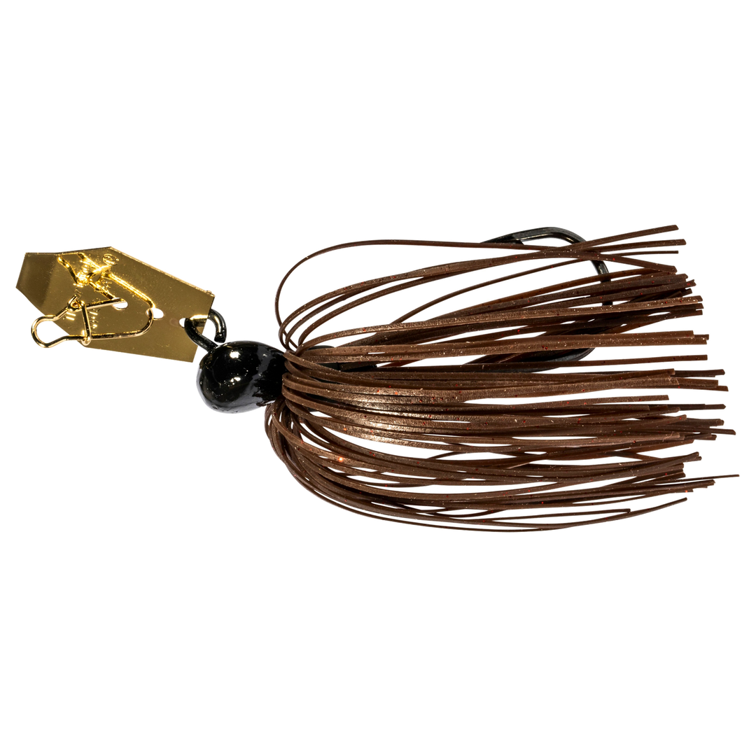 Z-Man Chatterbait Mini 7g Brown / Black sivulta, pää vasemmalla
