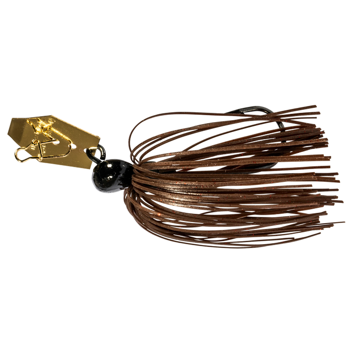 Z-Man Chatterbait Mini 7g Brown / Black sivulta, pää vasemmalla