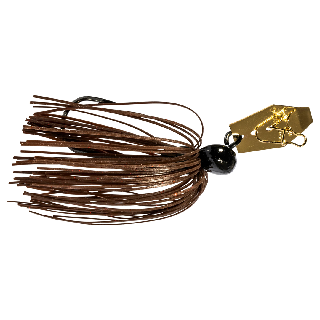 Z-Man Chatterbait Mini 7g Brown / Black sivulta, pää oikealla