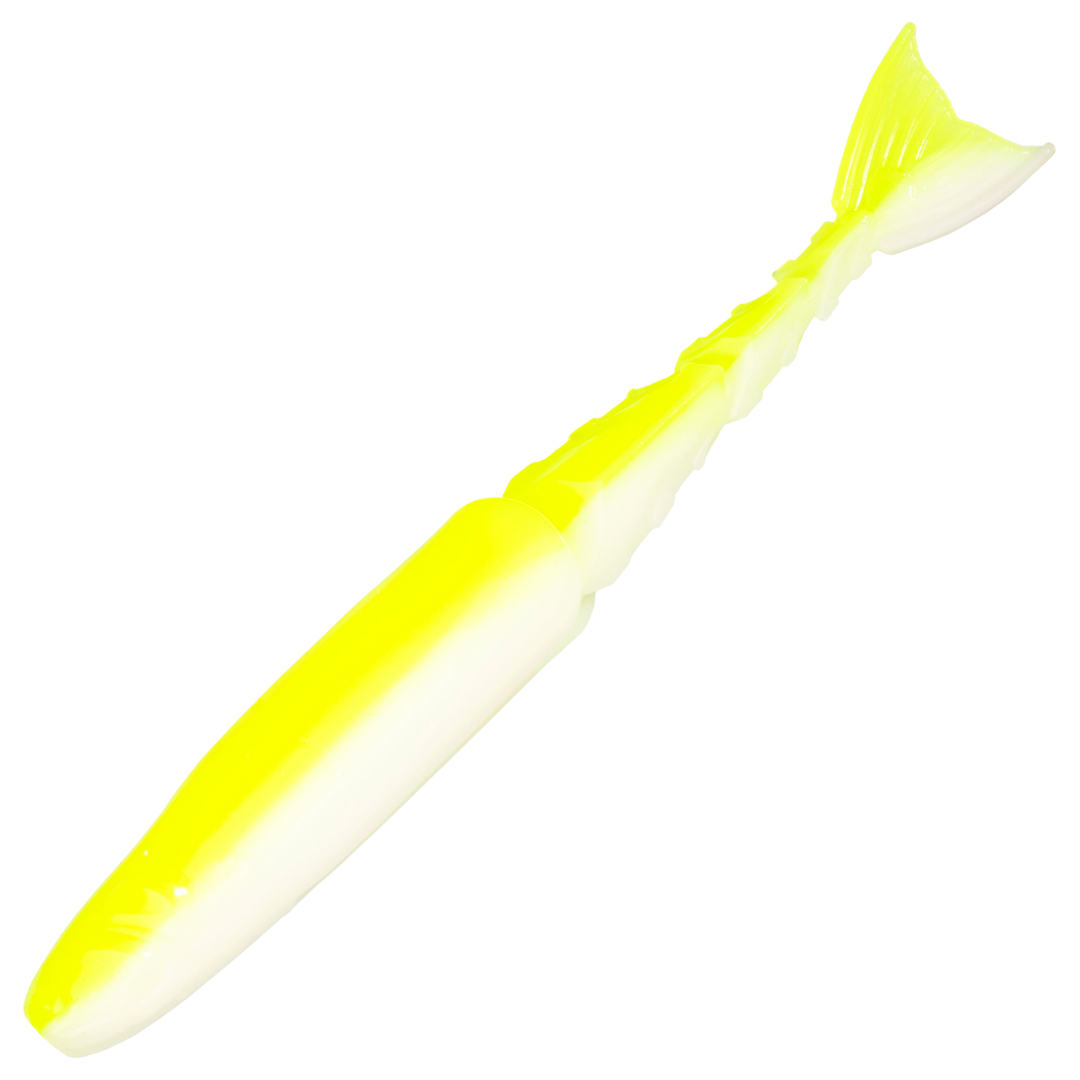 Z-Man ChatterShad Jigi 3.5", väri Chartreuse/White: kellanvihreä selkä ja valkoinen vatsa