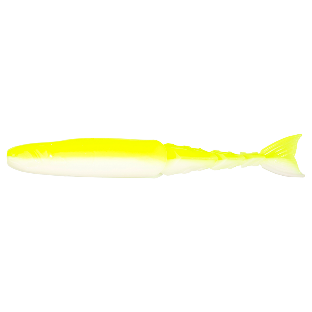 Z-Man ChatterShad Jigi 3.5" Chartreuse/White sivulta, pää vasemmalla