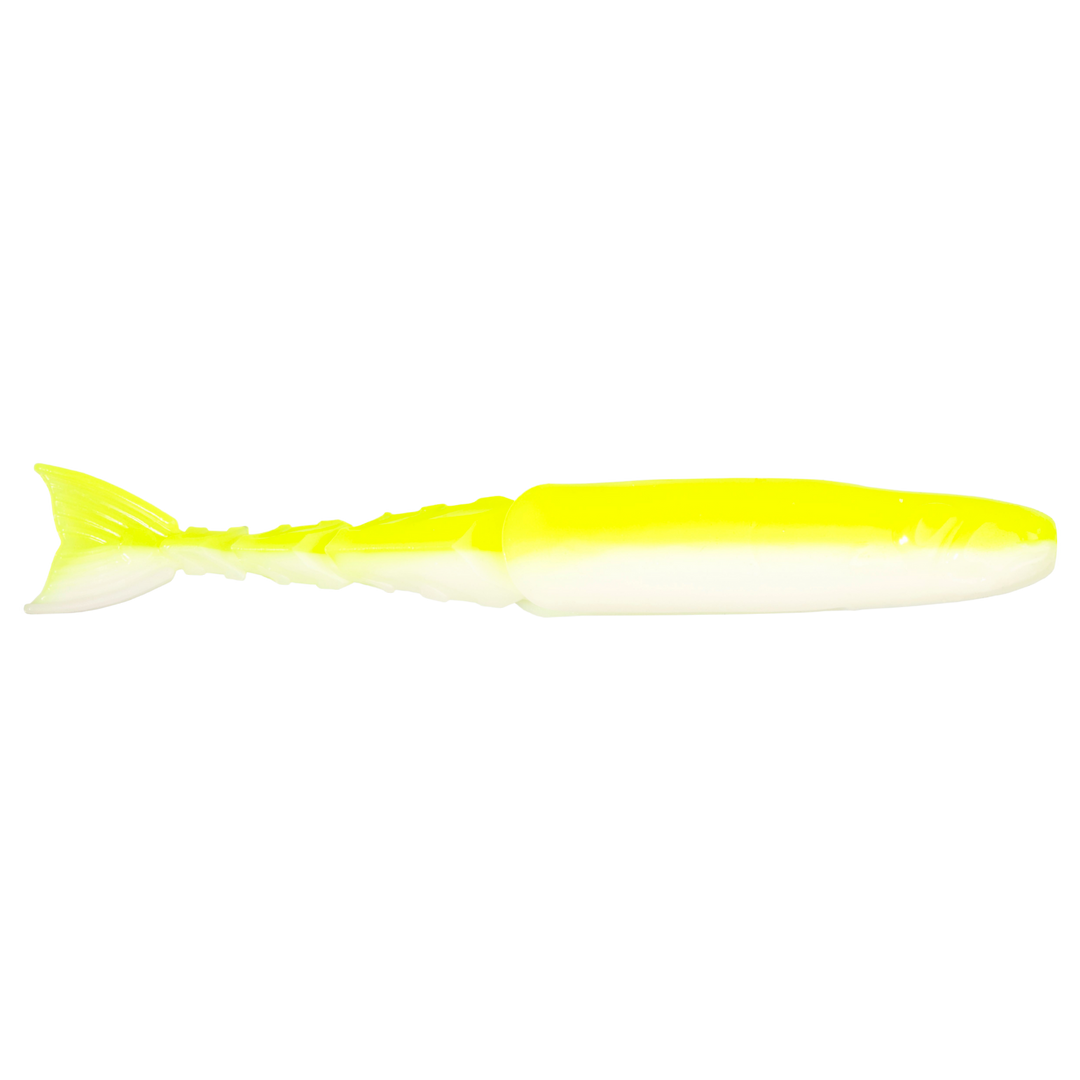 Z-Man ChatterShad Jigi 3.5" Chartreuse/White sivulta, pää oikealla