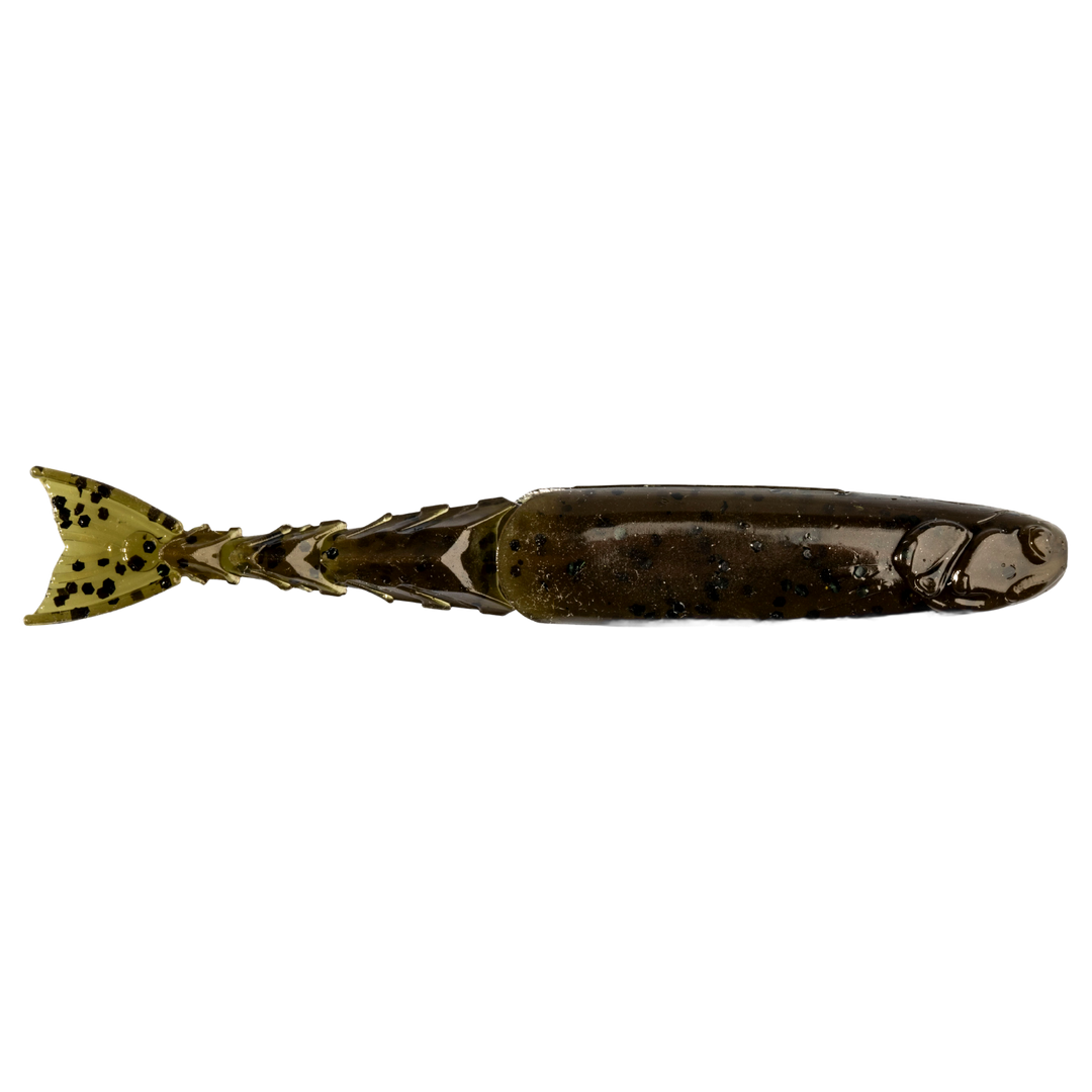 Z-Man ChatterShad Jigi 4.5" Green Pumpkin sivulta, pää oikealla