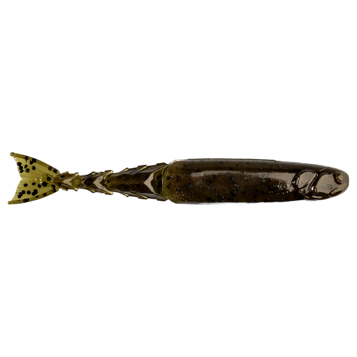 Z-Man ChatterShad Jigi 4.5" Green Pumpkin sivulta, pää oikealla