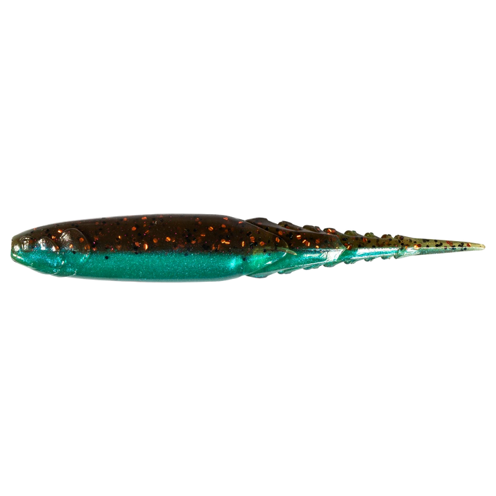 Z-Man Chatterspike Jigi 4.5" Bluegill sivulta, pää vasemmalla
