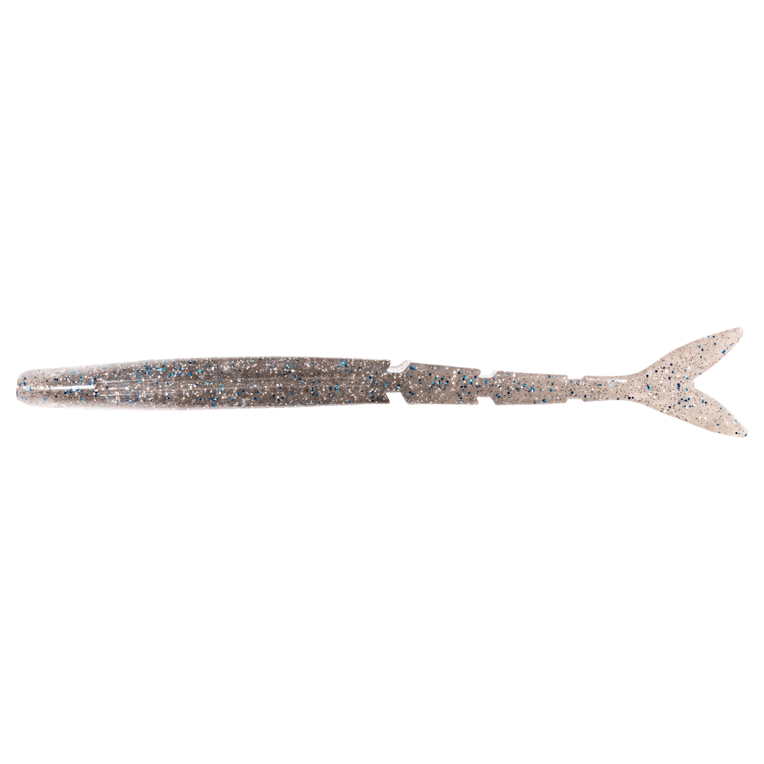 Z-Man DarterZ Jigi 6" Smoky Shad ylhäältä, pää vasemmalla