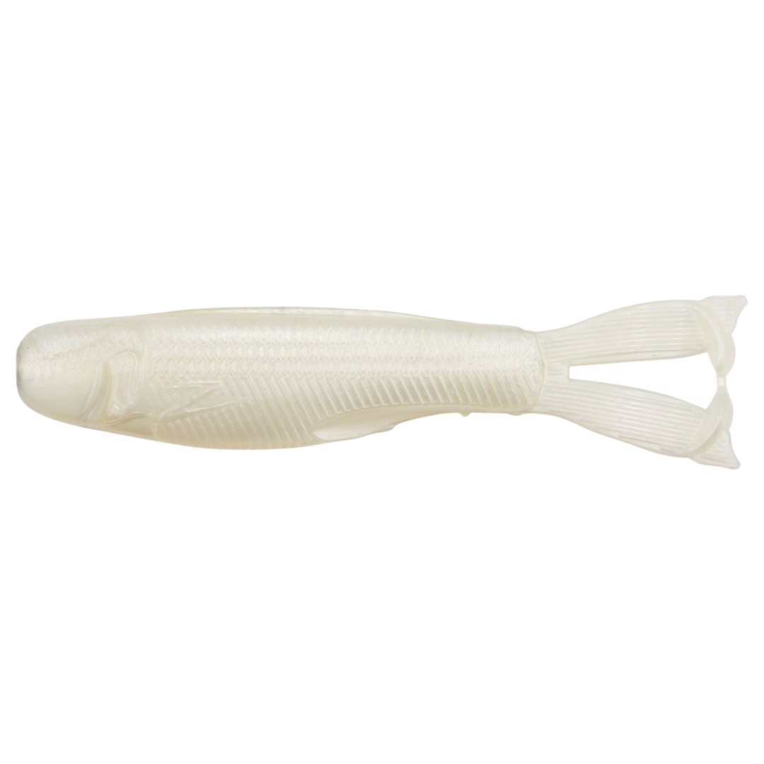 Z-Man Diezel KickerZ Jigi 3.25" Pearl sivulta, pää vasemmalla
