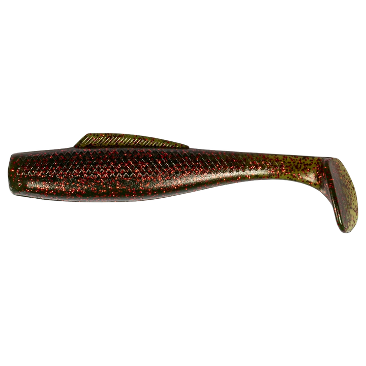 Z-Man MinnowZ Jigi 3" Avokado sivulta, pää vasemmalla