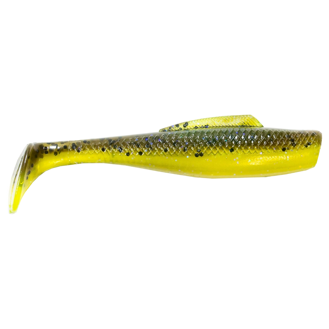 Z-Man MinnowZ Jigi 3" Hot Snakes sivulta, pää oikealla