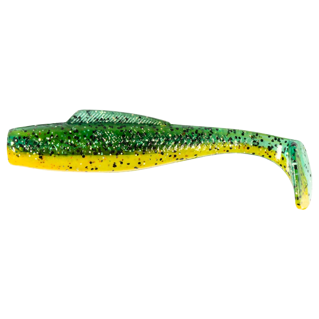 Z-Man MinnowZ Jigi 3" Pro Yellow Perch sivulta, pää vasemmalla