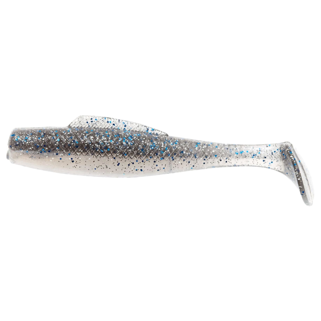 Z-Man MinnowZ Jigi 3" Smoky Shad sivulta, pää vasemmalla