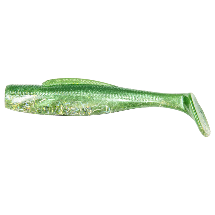 Z-Man DieZel MinnowZ Jigi 4" Creole Croaker sivulta, pää vasemmalla