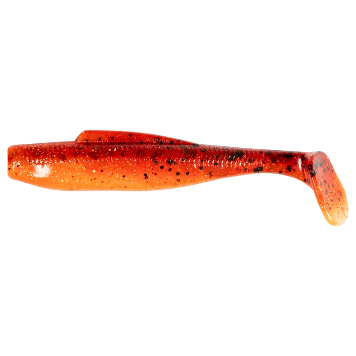 Z-Man DieZel MinnowZ Jigi 4" Fire Craw sivulta, pää vasemmalla