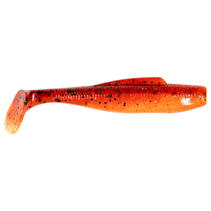 Z-Man DieZel MinnowZ Jigi 4" Fire Craw sivulta, pää oikealla