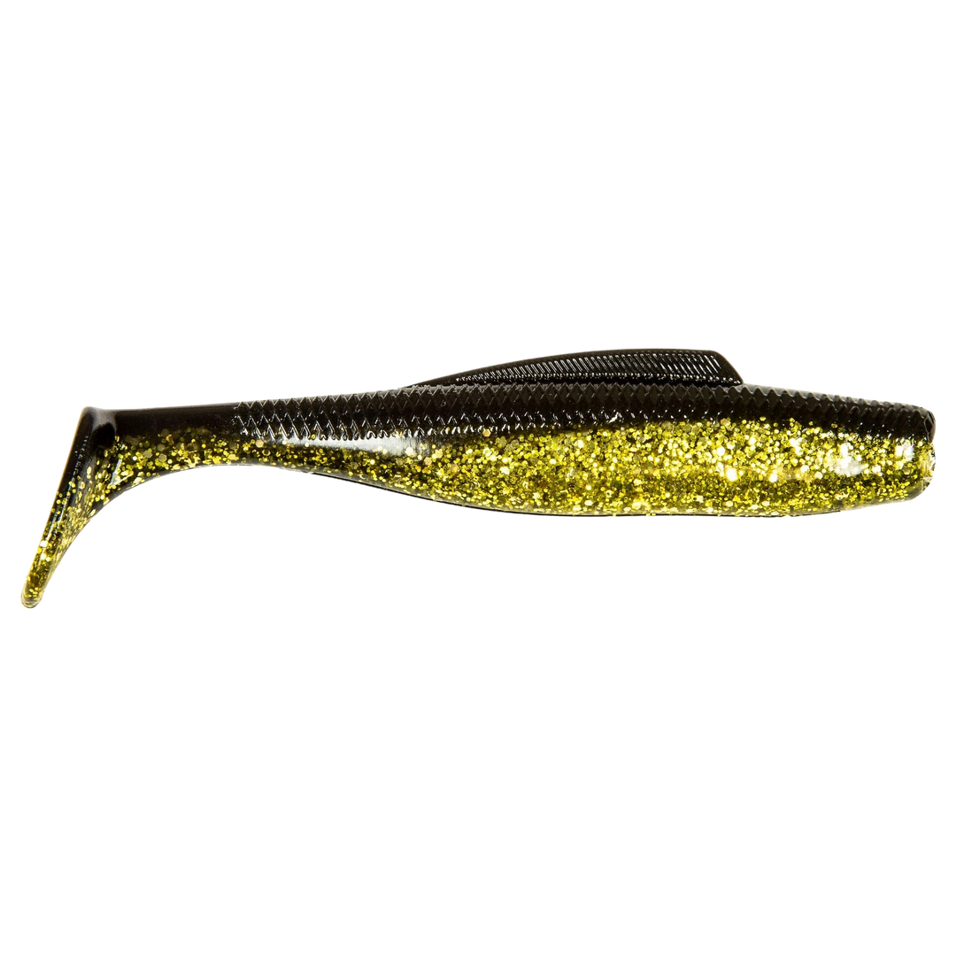 Z-Man DieZel MinnowZ Jigi 4" Gold Rush sivulta, pää oikealla