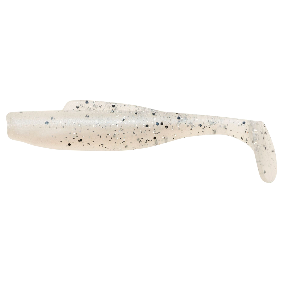 Z-Man DieZel MinnowZ Jigi 4" Pearl Blue Glimmer sivulta, pää vasemmalla