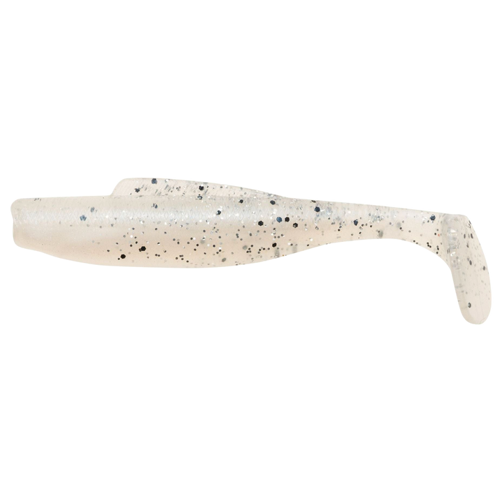 Z-Man DieZel MinnowZ Jigi 4" Pearl Blue Glimmer sivulta, pää vasemmalla