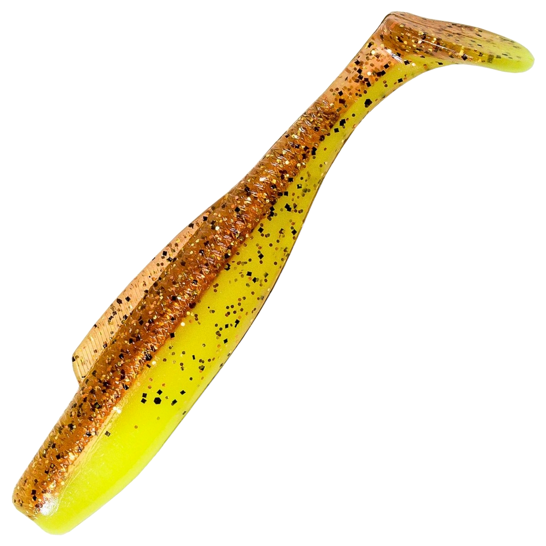 Z-Man DieZel MinnowZ Jigi 4", väri Sexy Penny: kuparinruskea selkä ja kellanvihreä vatsa