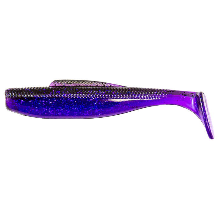 Z-Man DieZel MinnowZ Jigi 5" Purple Demon sivulta, pää vasemmalla