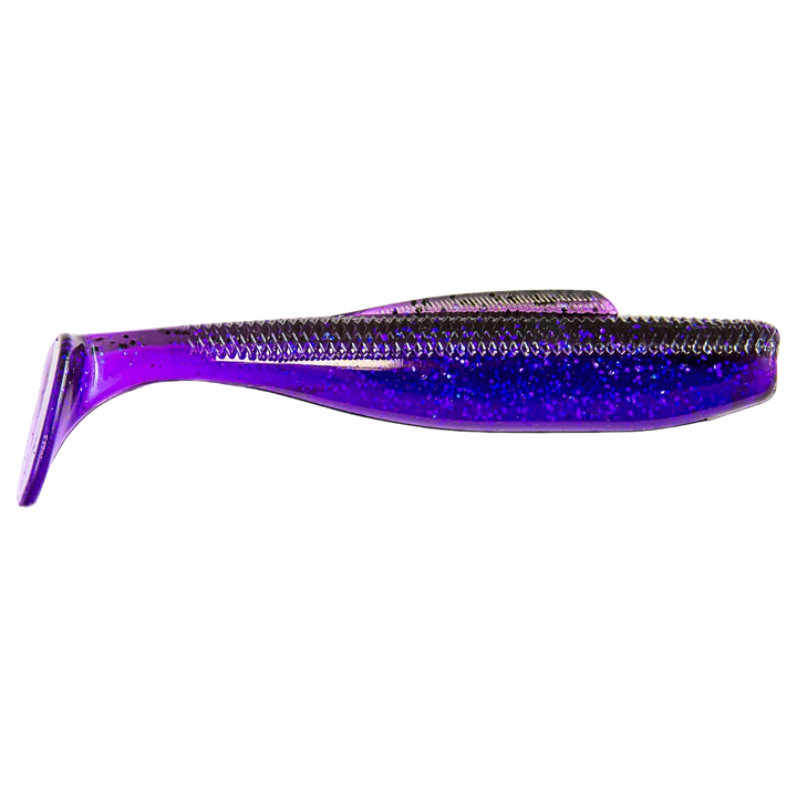 Z-Man DieZel MinnowZ Jigi 5" Purple Demon sivulta, pää oikealla
