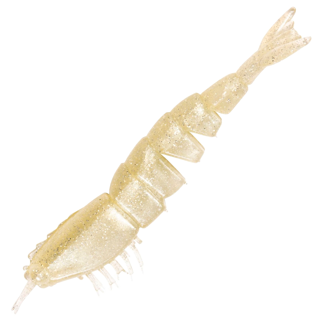 Z-Man EZ ShrimpZ Unrigged Jigi 3.5", väri Slam Shady: vaalea kermanvärinen runko ja hileet
