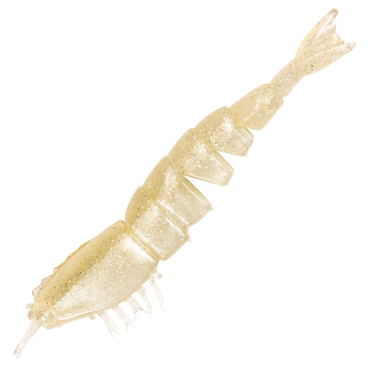 Z-Man EZ ShrimpZ Unrigged Jigi 3.5", väri Slam Shady: vaalea kermanvärinen runko ja hileet