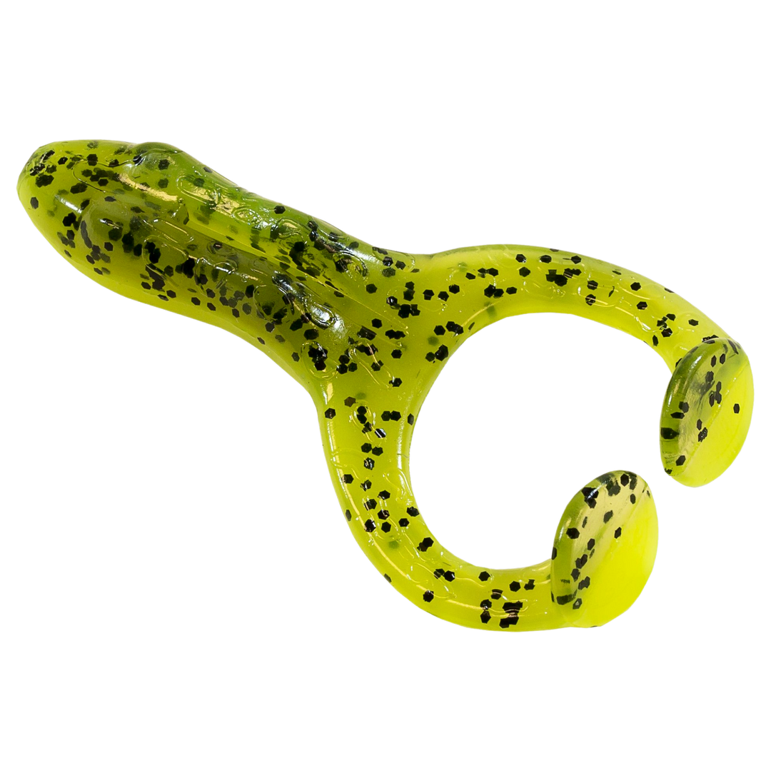 Z-Man Finesse FrogZ Jigi 2.75" Watermelon/Chartreuse ylhäältä, pää vasemmalla