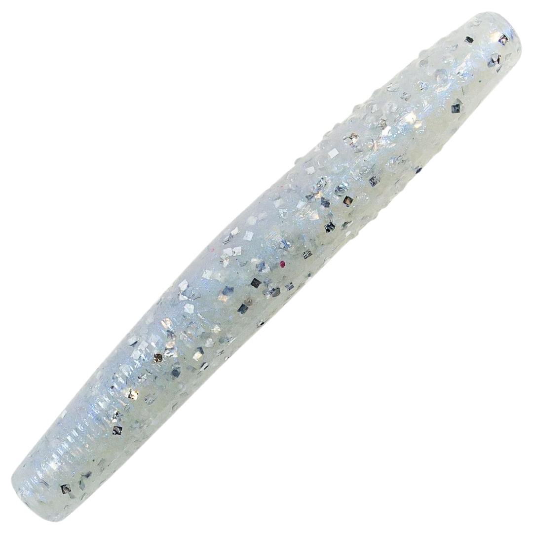 Z-Man Finesse TRD Jigi 2.75", väri White Lightning: läpikuultava valkoinen runko ja siniset hileet