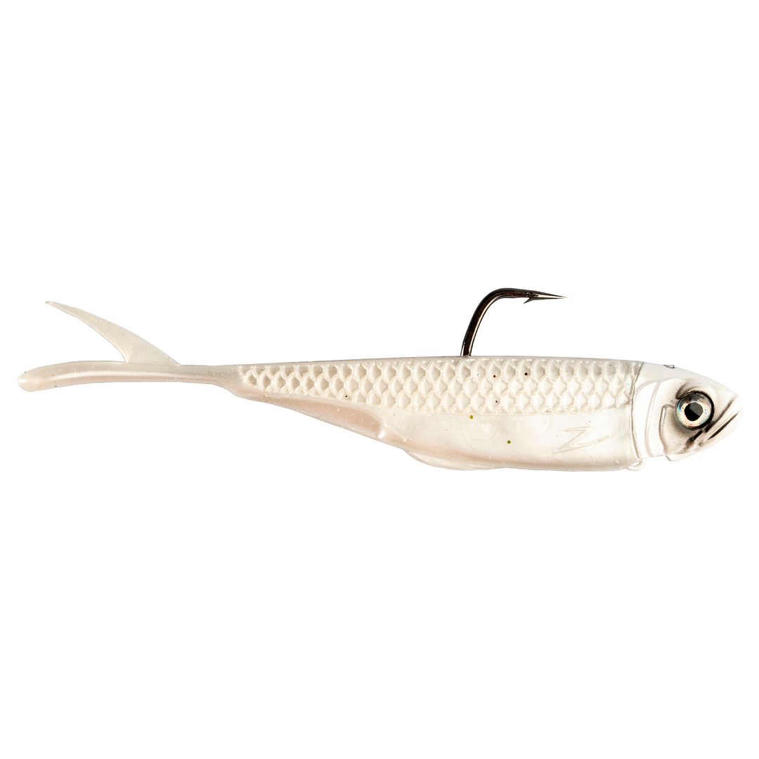 Z-Man Graph ShadZ 3.8" 5.3g Pearl sivulta, pää oikealla