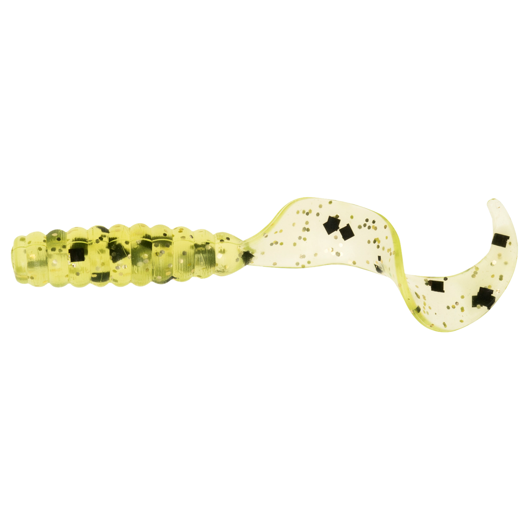 Z-Man GrubZ Jigi 2" Chartreuse Sparkle sivulta, pää vasemmalla