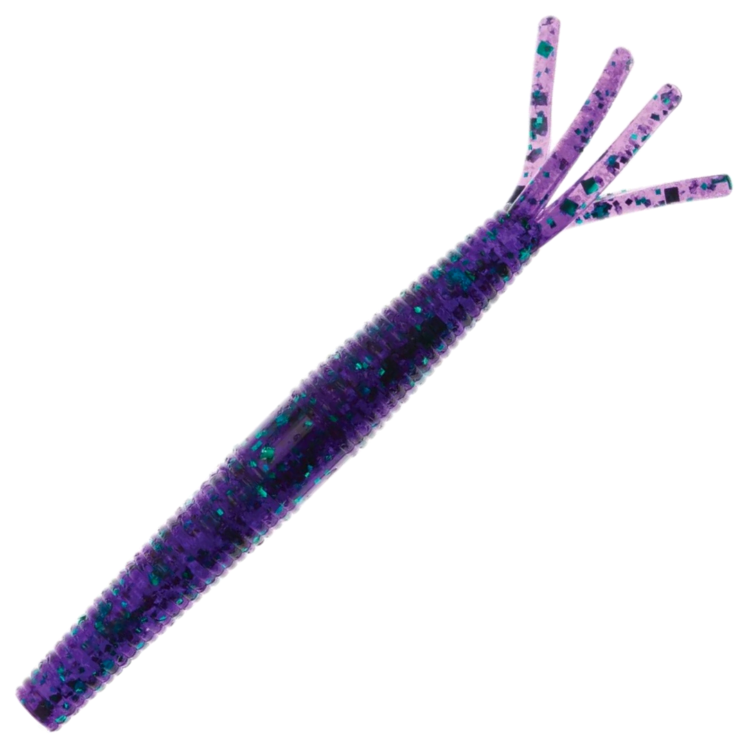 Z-Man Hula StickZ Jigi 4", väri Junebug: tummanvioletti runko ja vihreät hileet