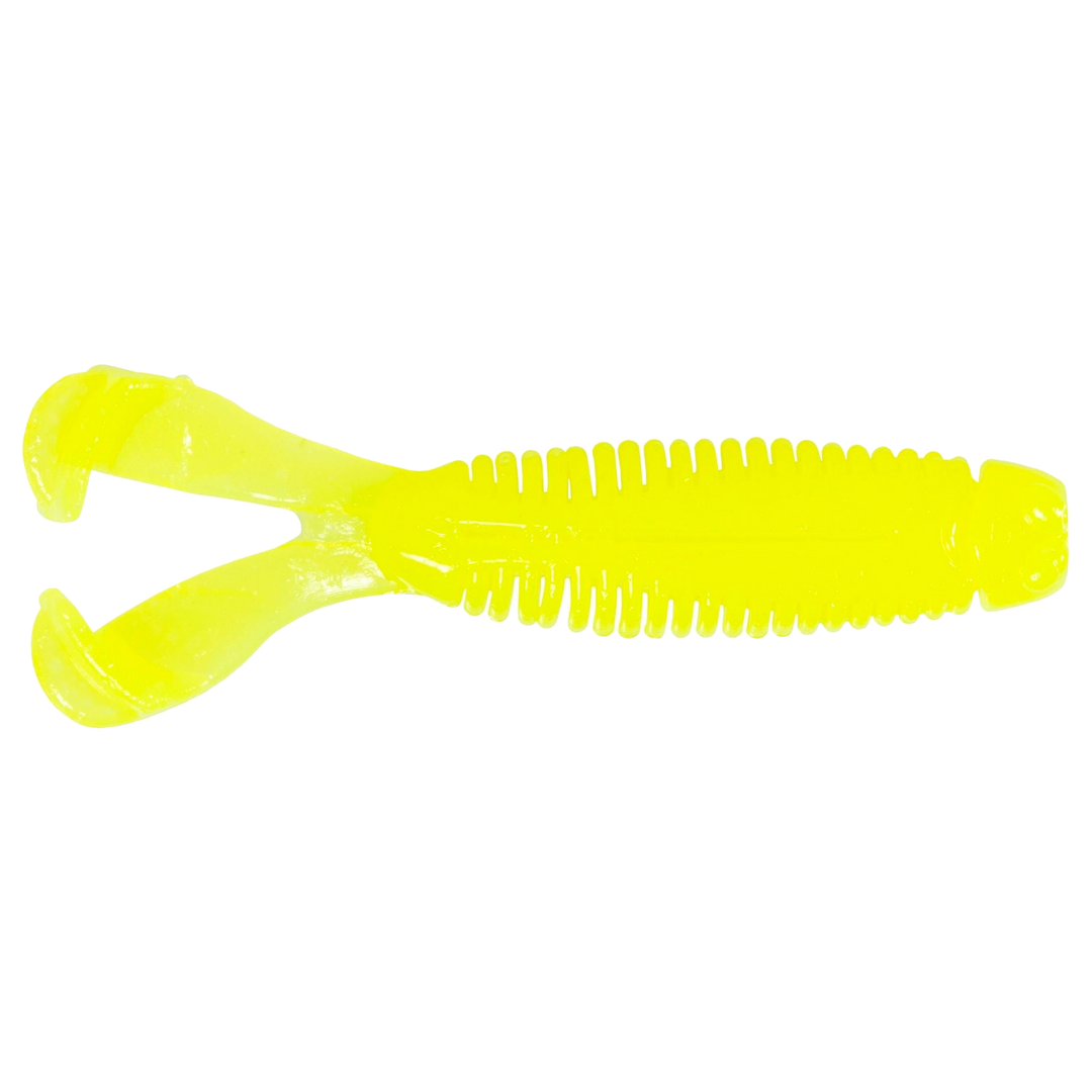 Z-Man Micro Goat Jigi 1.75" Hot Chartreuse ylhäältä, pää oikealla