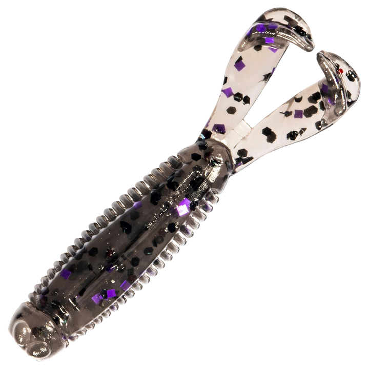 Z-Man Micro Goat Jigi 1.75", väri Smoke Purple: läpikuultava harmaa runko ja violetit pilkut