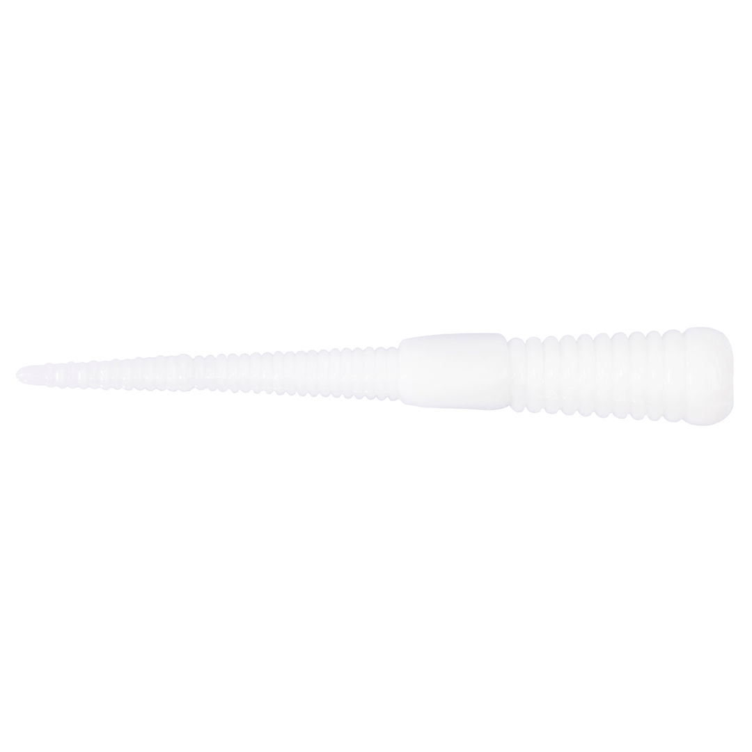 Z-Man Micro WormZ Jigi 2" White sivulta, pää oikealla