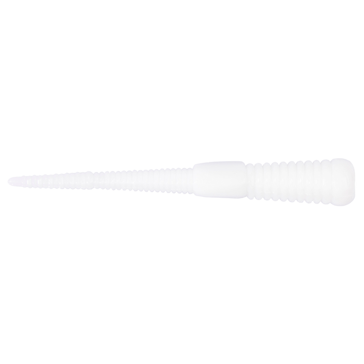 Z-Man Micro WormZ Jigi 2" White sivulta, pää oikealla